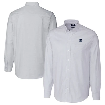 Men's Cutter & Buck  Light Blue Penn State Nittany Lions Alumni Logo Stretch Oxford Stripe Long Sleeve Button-Down Shirt