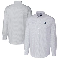 Men's Cutter & Buck  Light Blue Penn State Nittany Lions Alumni Logo Stretch Oxford Stripe Long Sleeve Button-Down Shirt