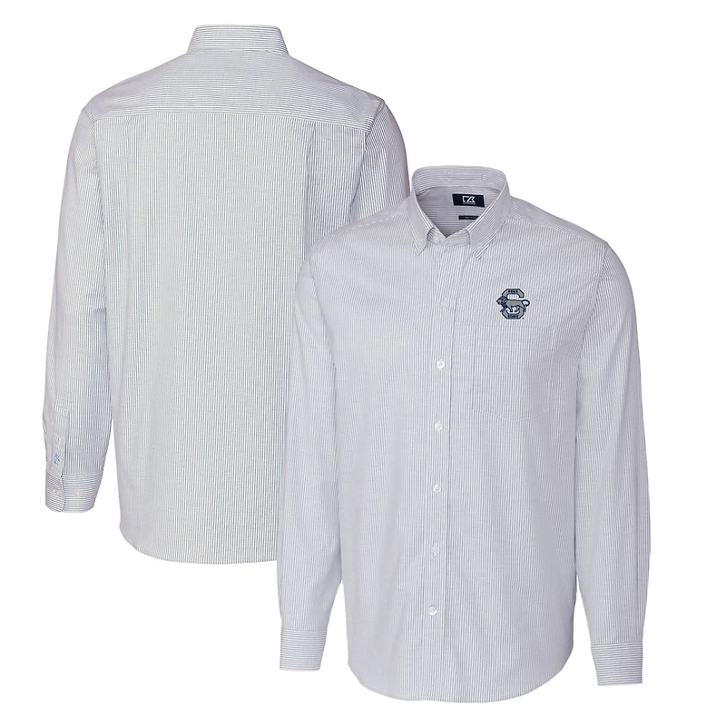 Chemise boutonnée à manches longues et rayures Oxford bleu clair pour homme Cutter & Buck Penn State Nittany Lions Vault, grande taille