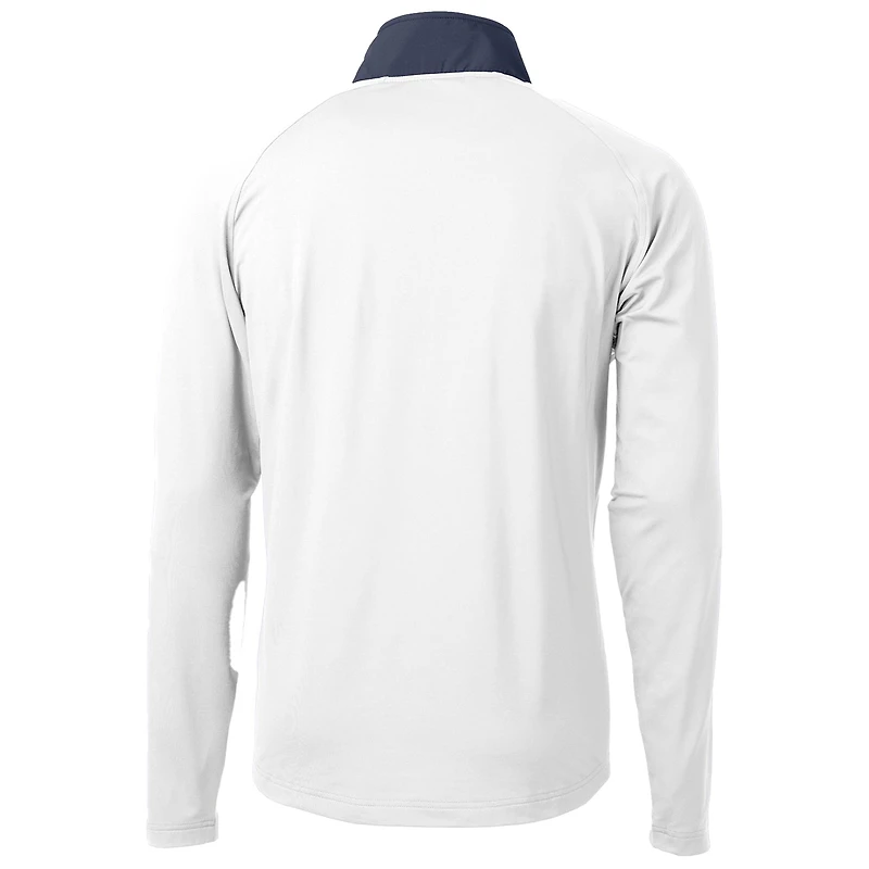 Men's Cutter & Buck Navy/White Penn State Nittany Lions Adapt Eco Knit Hybrid Recycled Quarter-Zip Pullover Top