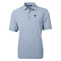 Polo Cutter & Buck bleu marine pour homme, logo des anciens élèves Penn State Nittany Lions, en piqué écologique DryTec Virtue à imprimé botanique recyclé.