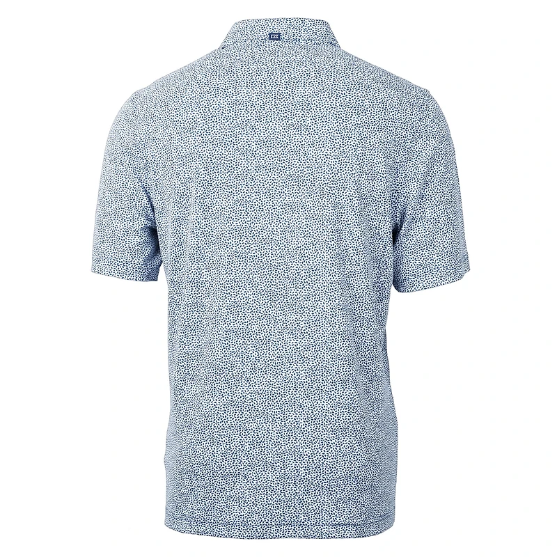 Polo Cutter & Buck bleu marine pour homme, logo des anciens élèves Penn State Nittany Lions, en piqué écologique DryTec Virtue à imprimé botanique recyclé.