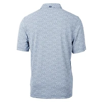 Polo Cutter & Buck bleu marine pour homme, logo des anciens élèves Penn State Nittany Lions, en piqué écologique DryTec Virtue à imprimé botanique recyclé.