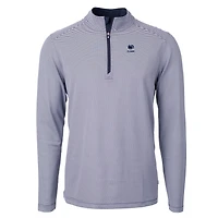 Men's Cutter & Buck  Navy Penn State Nittany Lions Alumni Logo DryTec Virtue Eco Pique Micro Stripe Recycled Quarter-Zip Pullover Top