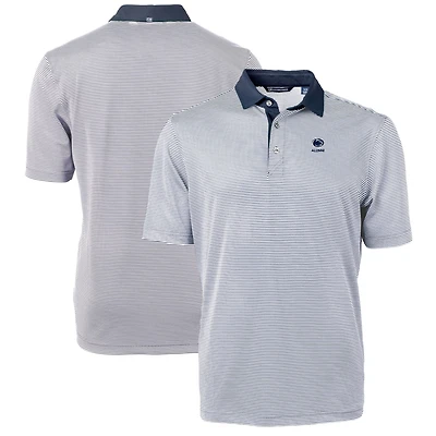 Polo recyclé à micro-rayures et piqué écologique pour homme, bleu marine, Cutter & Buck, avec logo des anciens Penn State Nittany Lions