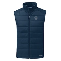 Men's Cutter & Buck Navy Penn State Nittany Lions Evoke Hybrid Eco Softshell Recycled Full-Zip Vest