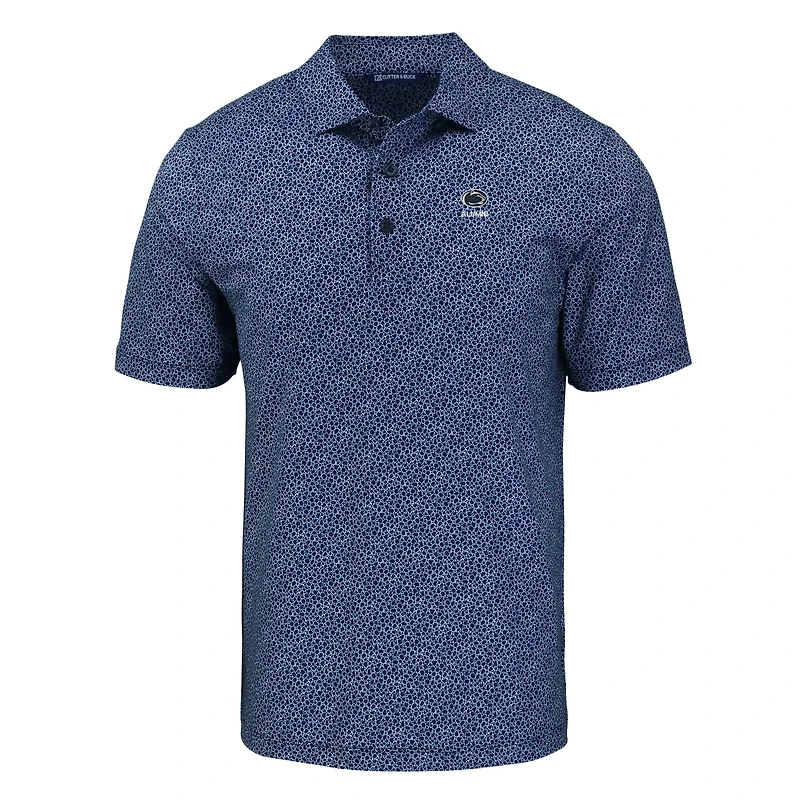 Men's Cutter & Buck Navy Penn State Nittany Lions Pike Eco Pebble Print Stretch Recycled Polo