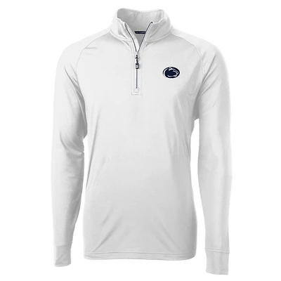 Men's Cutter & Buck White Penn State Nittany Lions Adapt Eco Knit Quarter-Zip Pullover Jacket