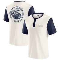 T-shirt Henley à blocs de couleurs crème/bleu marine pour homme la collection Darius Rucker par Fanatics, Penn State Nittany Lions