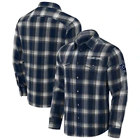 Men's Darius Rucker Collection by Fanatics Navy Penn State Nittany Lions Flannel Plaid Full-Snap Shirt