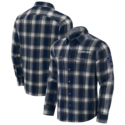 Men's Darius Rucker Collection by Fanatics Navy Penn State Nittany Lions Flannel Plaid Full-Snap Shirt