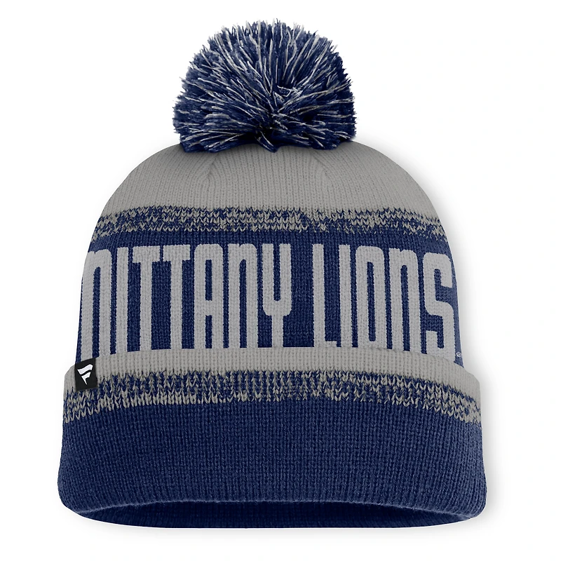 Bonnet en tricot à revers et pompon pour homme, bleu marine/gris, Penn State Nittany Lions Thrive