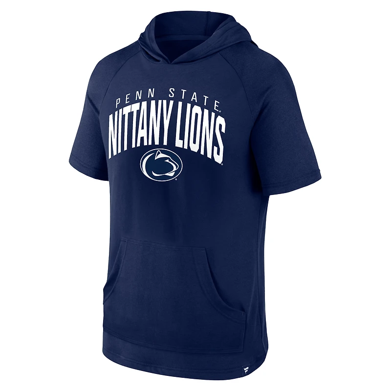 Men's Fanatics Navy Penn State Nittany Lions Double Arch Raglan Short Sleeve Hoodie T-Shirt