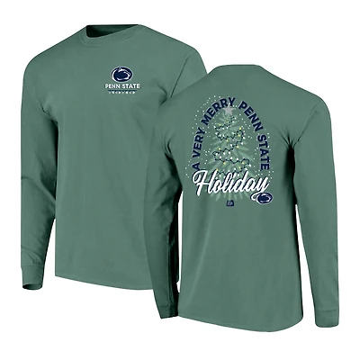 T-shirt à manches longues vert Penn State Nittany Lions Comfort Colors Joyeux Noël pour homme