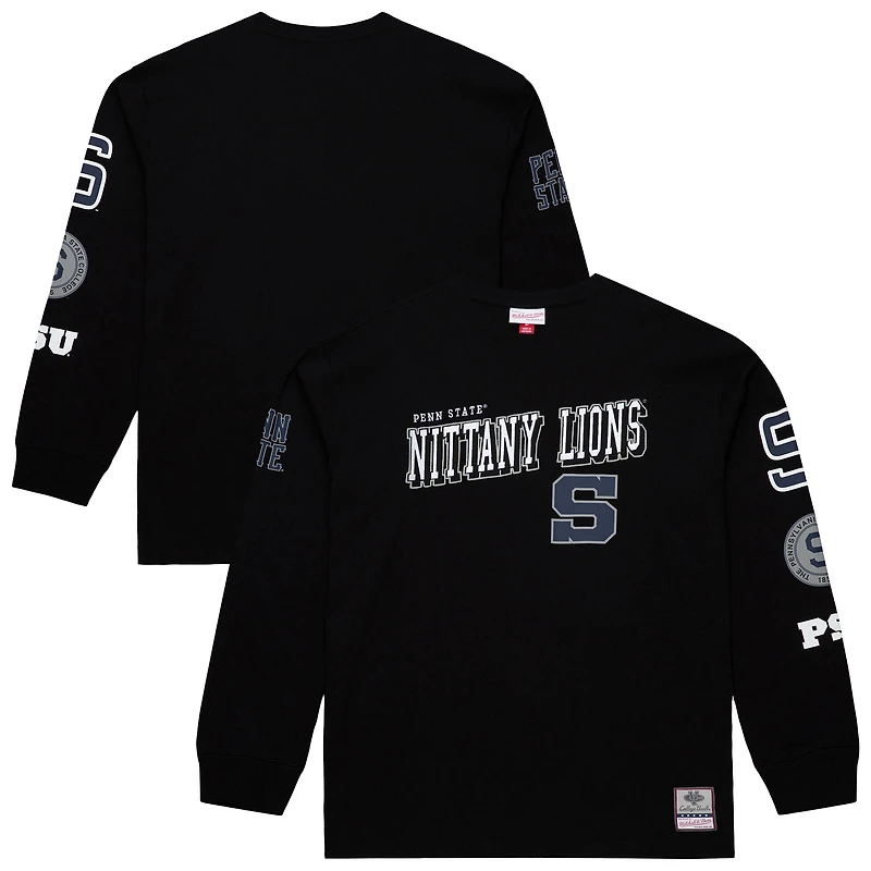 T-shirt à manches longues Mitchell & Ness noir pour homme, Penn State Nittany Lions Training Camp