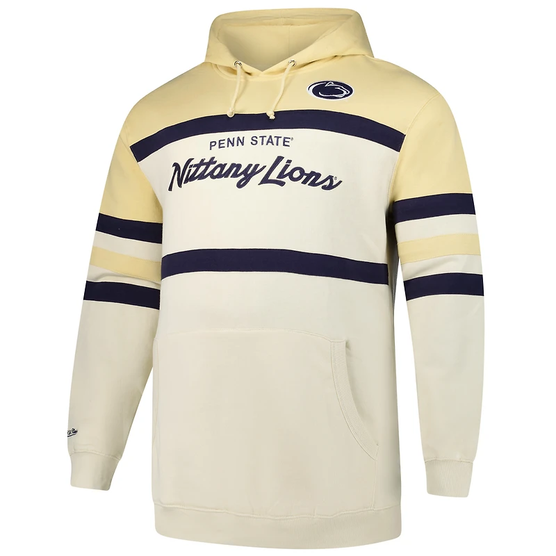 Men's Mitchell & Ness Cream Penn State Nittany Lions Big Tall Head Coach Pullover Hoodie