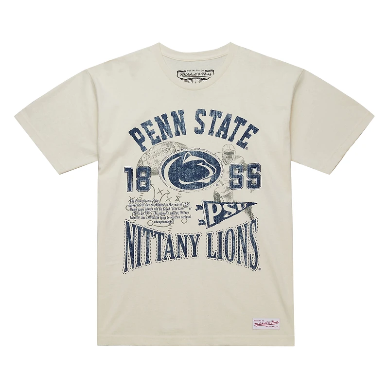 Men's Mitchell & Ness  Cream Penn State Nittany Lions Heritage Scholar T-Shirt