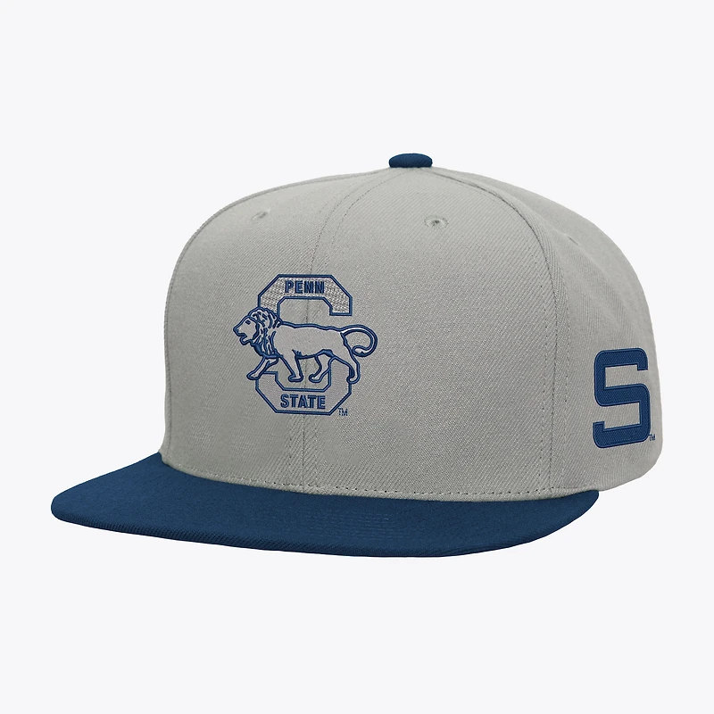Men's Mitchell & Ness  Gray/Navy Penn State Nittany Lions Plaid OG Snapback Hat
