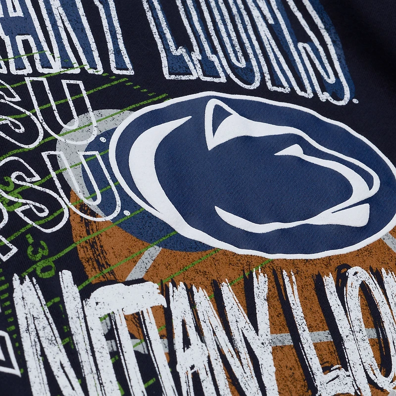 Men's Mitchell & Ness  Navy Penn State Nittany Lions Half Time Fleece Crewneck Sweatshirt