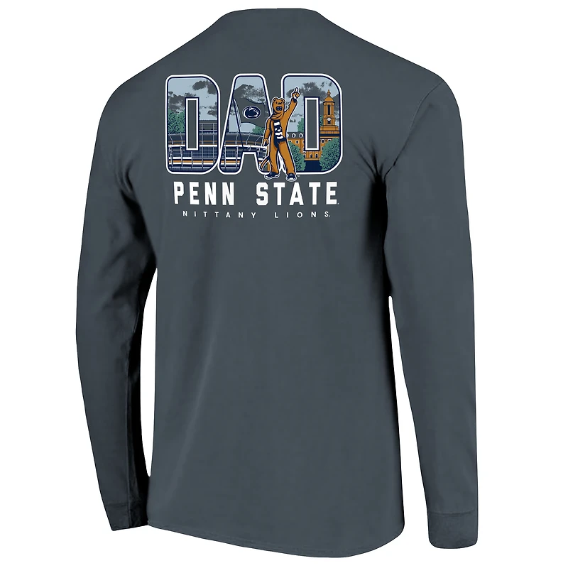 T-shirt à manches longues pour homme, bleu marine, Penn State Nittany Lions, motif dessin du campus la fête des pères