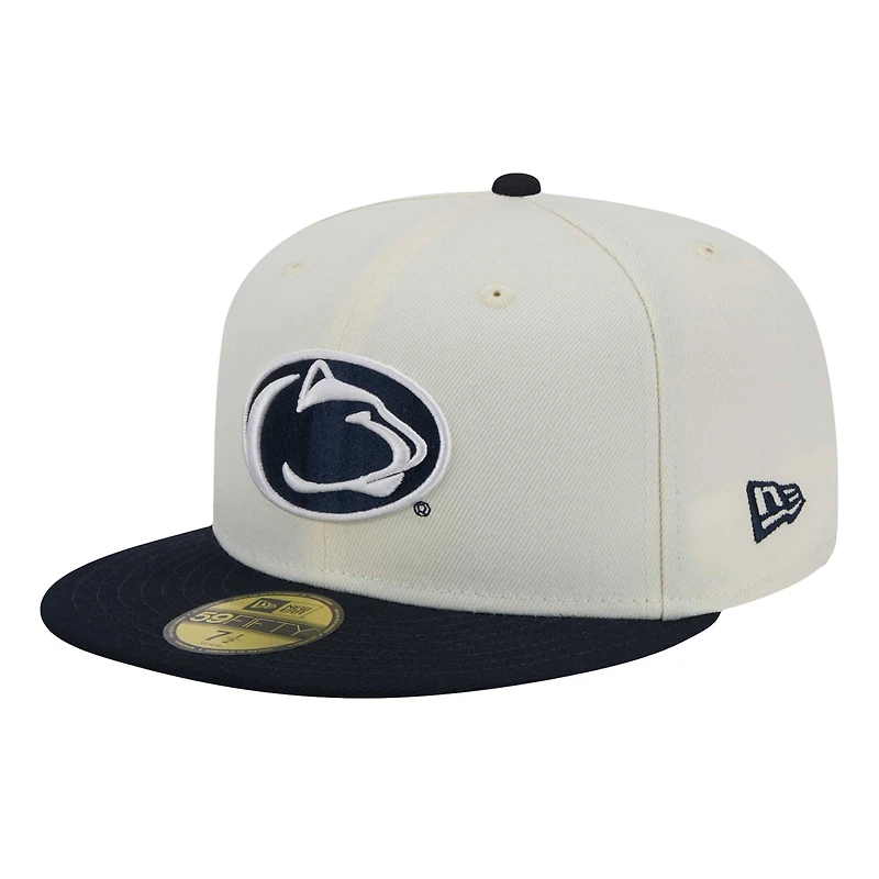 Casquette ajustée chromée 59FIFTY pour homme New Era, couleur crème, Penn State Nittany Lions