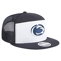 Men's New Era Navy/White Penn State Nittany Lions Outdoor Wide Panel 9FIFTY Snapback Trucker Hat