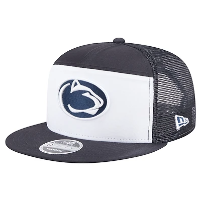 Casquette camionneur à large panneau New Era 9FIFTY Snapback bleu marine/blanc Penn State Nittany Lions pour homme