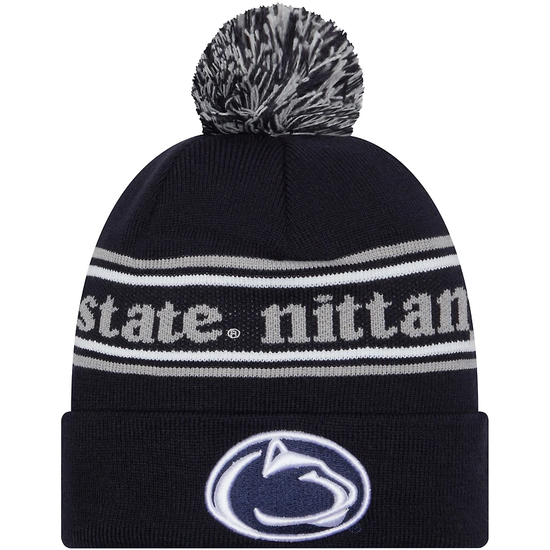 Bonnet en tricot à revers avec pompon New Era pour hommes, Penn State Nittany Lions, bleu marine