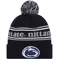 Bonnet en tricot à revers avec pompon New Era pour hommes, Penn State Nittany Lions, bleu marine
