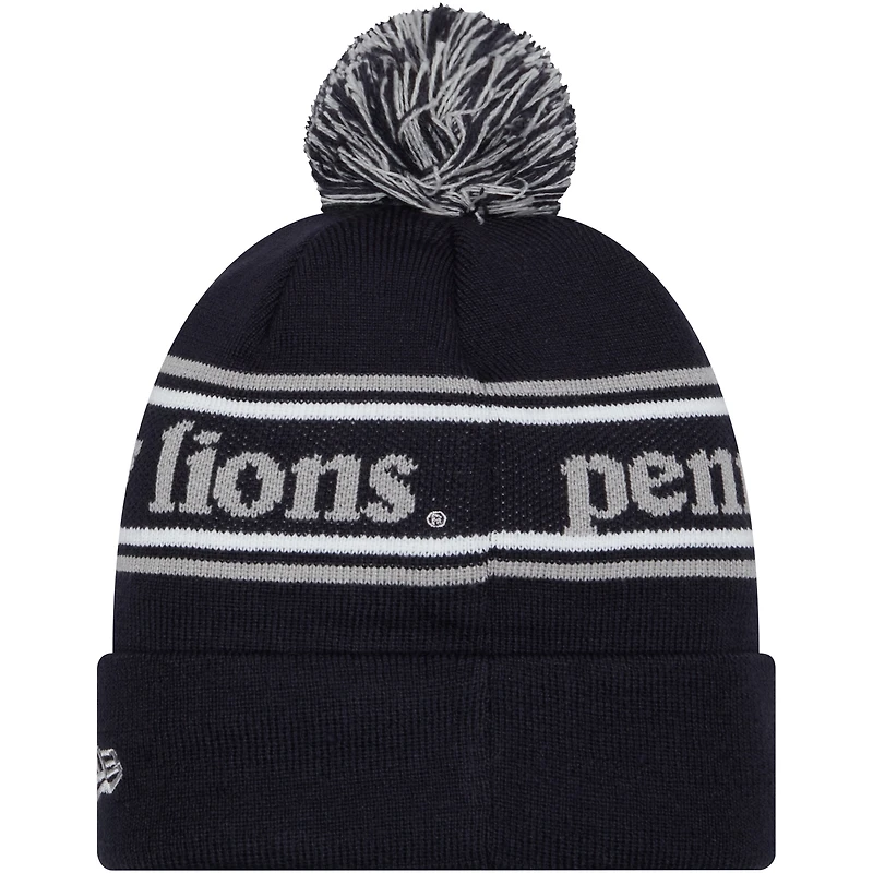 Bonnet en tricot à revers avec pompon New Era pour hommes, Penn State Nittany Lions, bleu marine