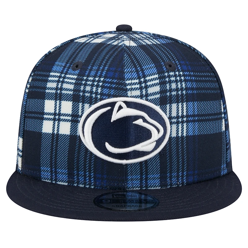 Casquette Snapback à carreaux Penn State Nittany Lions 9FIFTY de New Era pour homme bleu marine