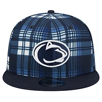 Casquette Snapback à carreaux Penn State Nittany Lions 9FIFTY de New Era pour homme bleu marine