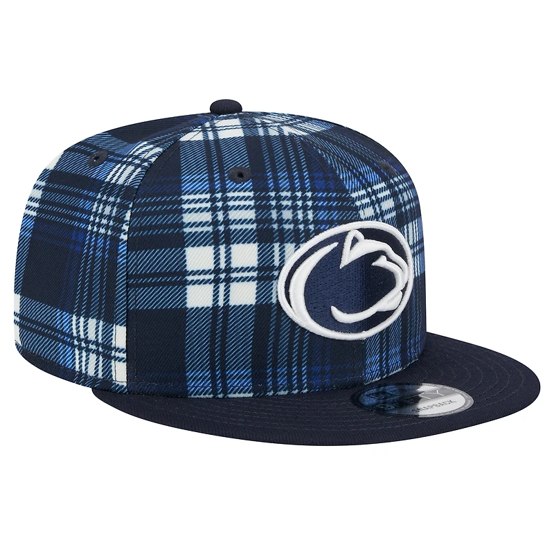 Men's New Era Navy Penn State Nittany Lions Plaid 9FIFTY Snapback Hat