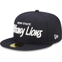 Casquette ajustée New Era Penn State Nittany Lions Script Original 59FIFTY bleu marine pour homme
