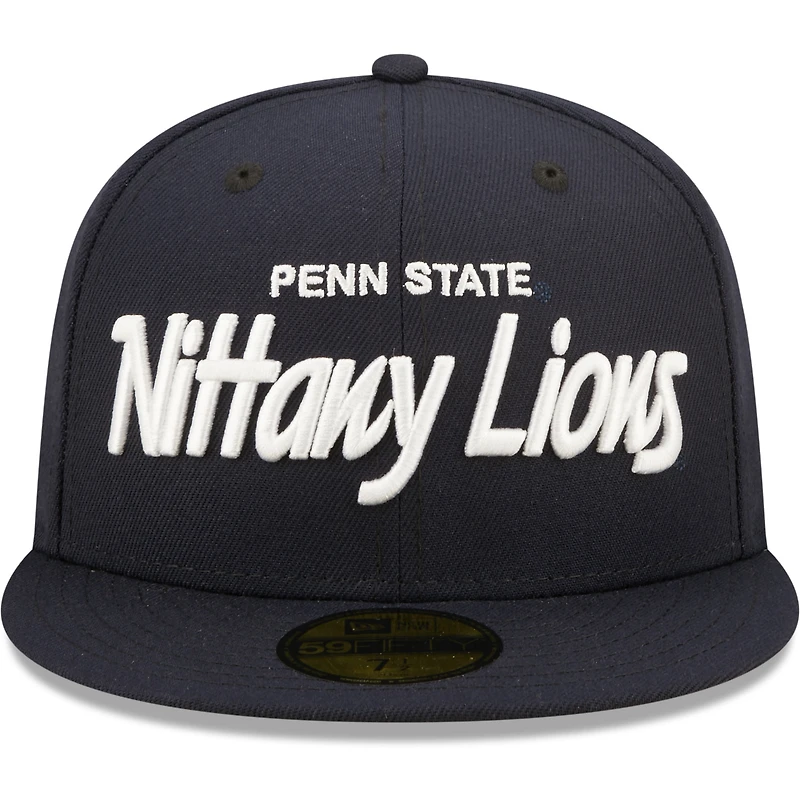 Casquette ajustée New Era Penn State Nittany Lions Script Original 59FIFTY bleu marine pour homme