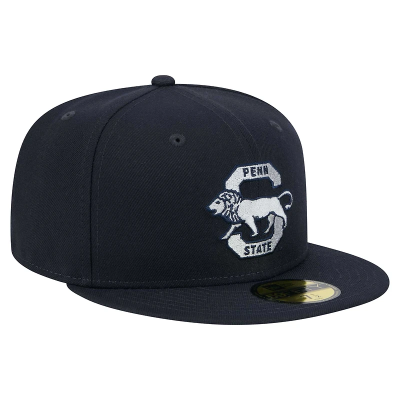 Casquette ajustée New Era 59FIFTY bleu marine pour homme des Nittany Lions de Penn State