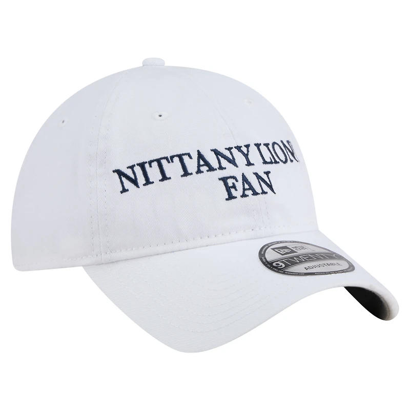 Casquette ajustable New Era Penn State Nittany Lions 9TWENTY pour homme, blanche