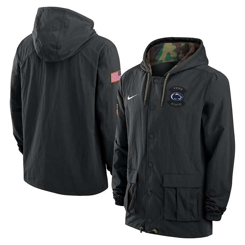 Men's Nike Black Penn State Nittany Lions 2025 NCAA Military Appreciation Full-Snap Jacket