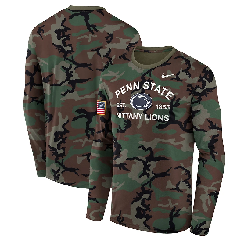 T-shirt à manches longues Nike Camo Penn State Nittany Lions 2025 Military Appreciation Legend Dri-FIT pour homme