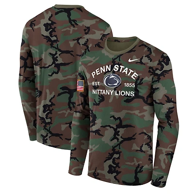T-shirt à manches longues Nike Camo Penn State Nittany Lions 2025 Military Appreciation Legend Dri-FIT pour homme