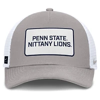 Men's Nike Gray/White Penn State Nittany Lions 2025 On-Field Rise Patch Trucker Adjustable Hat