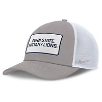 Men's Nike Gray/White Penn State Nittany Lions 2025 On-Field Rise Patch Trucker Adjustable Hat