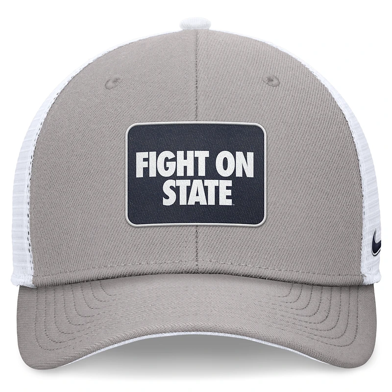 Casquette ajustable Nike Penn State Nittany Lions Local Rise Trucker pour hommes, gris/blanc