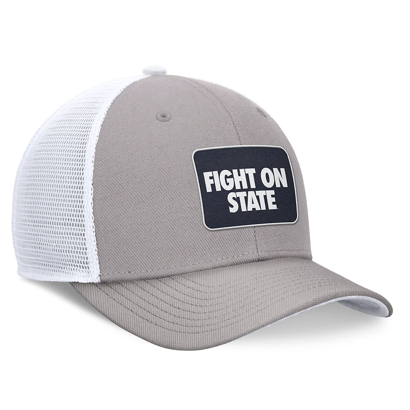 Casquette ajustable Nike Penn State Nittany Lions Local Rise Trucker pour hommes, gris/blanc