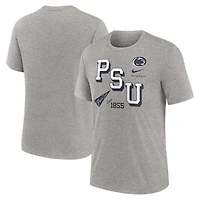 T-shirt à trois mélanges Nike pour hommes, gris chiné, Penn State Nittany Lions Blitz Roll Call