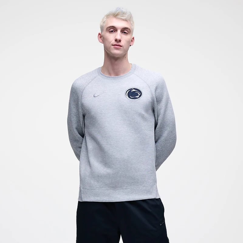 Sweat-shirt raglan Nike Tech Fleece Penn State Nittany Lions gris chiné pour homme