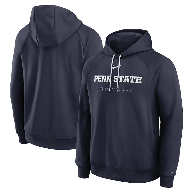 Men's Nike Navy Penn State Nittany Lions 2025 Courtside Basketball Practice Raglan Dri-FIT Hoodie