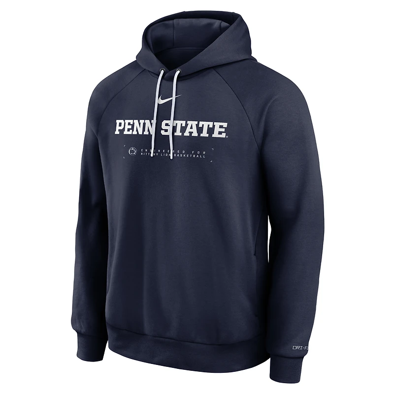 Sweat à capuche Nike bleu marine Penn State Nittany Lions 2025 Courtside Basketball Practice Raglan Dri-FIT pour homme