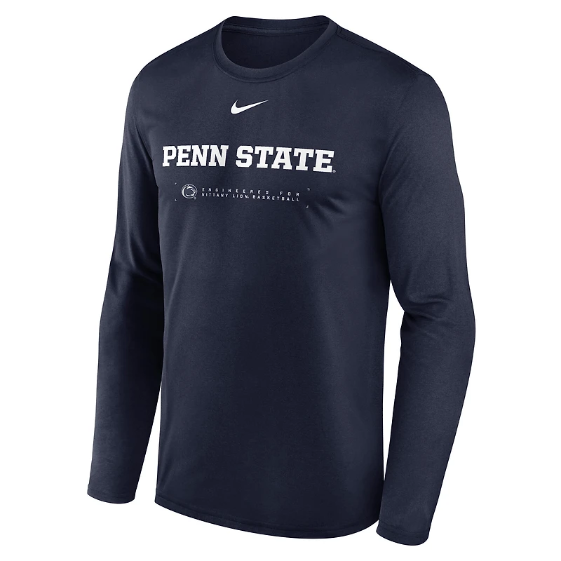 Men's Nike Navy Penn State Nittany Lions 2025 Courtside Basketball Shootaround Legend Dri-FIT Long Sleeve T-Shirt