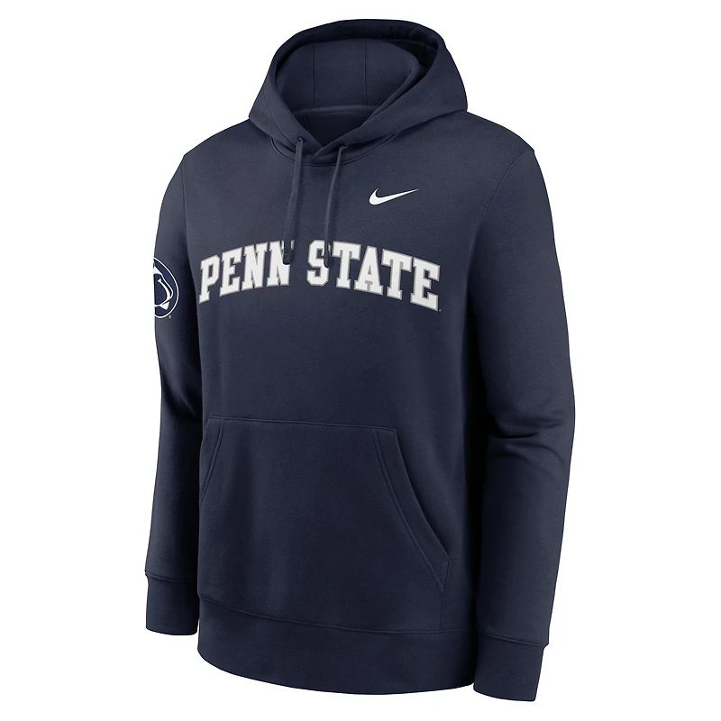 Men's Nike Navy Penn State Nittany Lions 2025 Sideline Club Fleece Pullover Hoodie